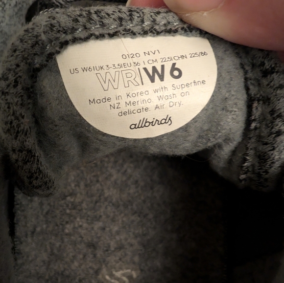 Allbirds Gray Wool Runner Shoes Size 6 - Picture 6 of 7